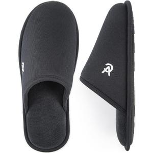 VeraCosy Men's Knitted Scottish Slippers with Soft Memory Foam Non Slip Indoor Rubber Sole (11-12, Dark Gray)