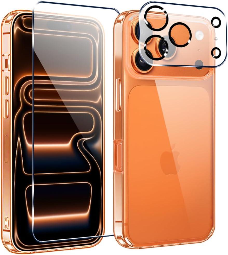 Compatible with iphone 17 Pro Max Phone Case with Screen Protector & Camera Len Protector, [Not Yellowing] [Military-Grade Drop Protection] Protective Cover Case for iphone 17 Pro Max - Crystal Clear