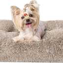EHEYCIGA Fluffy Dog Crate Bed for Small Dogs, Plush Faux Fur Crate Pad, Calming Anti Anxiety Small Dog Bed, Washable Soft Warm Mat with Non-Slip Bottom, Taupe