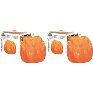 Himalayan Glow Hand Carved Himalayan Salt Candle Holders, Home Decor Item Great as a Night Light (Pack of 2)