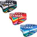 JOCKMAIL 3PCS/Pack Men Briefs Underwear Cotton Mens Rainbow Stripe Underwear Briefs Comfortable Underpants Medium