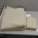 WDCOZY 100% Cotton Twin Size Quilt Set - Beige Neutral Striped Pick Stitch Soft Lightweight Bedspread, Textured Like Linen, Farmhouse Country Rustic Coverlet, Shabby Chic Gauze Bedding, 2 Pieces (Twin (68"x86"), Linen (Warm Yellow Tint))