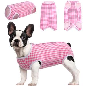 Kuoser Surgical Recovery Suit for Dogs Cats, Pet T-Shirt After Surgery Wear for Dogs, Dog Professional Recovery Suit Comfortable E Collar Alternative, Prevent Licking Onesies Pet Surgery Recovery Suit (Medium (Pack of 1), Pink)