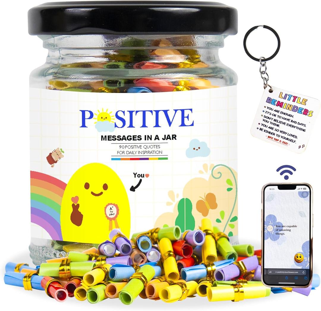 90+ Positive Messages with NFC Keychain, Unique Gifts for Women, Affirmation Cards, Positive Affirmations Cards, Dad Gifts, Self Care Gift, Best Friend Gift For Women