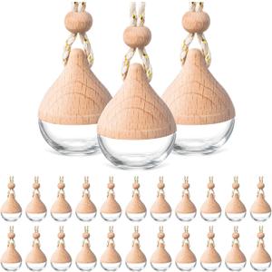 BBTO 50 Pcs Hanging Car Air Freshener Car Diffuser Bottles Empty Glass Perfume Bottle Freshener Diffuser Bottle Pendant for Essential Oil Fragrance Aromatherapy Ornament(Water Drop)