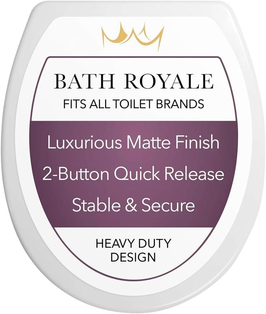 Bath Royale Slow Close Toilet Seat Round BR283-00 Heavy Duty & Scratch Resistant, Fits All Toilet Brands, MasterSuite Series