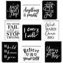Yulejo 9 Pcs Mini Inspirational Wooden Signs Office Desk Decor Valentines Day Gifts Positive Motivational Quotes Table Decor Bathroom Shelf Cheer up