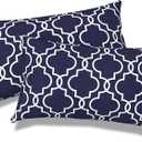 Pack of 2 Outdoor Lumbar Pillow Covers, All Weather Cushion Pillow Cases 12x20 Inch, Pillowcase for Patio Couch Decoration, Carmody Navy