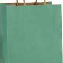 BagDream Kraft Paper Bags 100Pcs 5.25x3x8 Inches Small Kraft Gift Bags with Handles Bulk, for Shopping, Party Favor, Retail, Merchandise, Business, Green Striped Paper Sacks