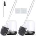Lefree 2 Pack Silicone Toilet Brush, Rubber Toilet Bowl Brush and Holder Set with Ventilated Holder, Toilet Cleaner Brush for Bathroom, Floor Standing & Wall Mounted Toilet Scrubber Without Drilling (Black)