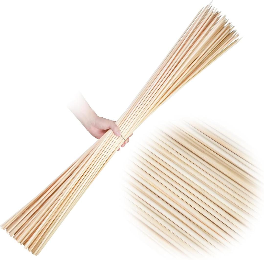 100PCS 36 inch Bamboo Skewers for Marshmallows, S'Mores, Fire Pit, BBQ, Kabob, Grilling, Camping