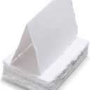 Wanderings Handmade Deckle Edge Tent Cards  Folded to 3.5" x 2"  150 GSM - 25-Pack  Textured Cotton Paper  Ideal for Place Cards, Blank Name Cards, Table Settings, Gift Tags, Love Notes