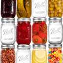 Ball Regular Mouth Mason Jars 16 oz. (12 Pack) - Pint Size Jars with Airtight Lids and Bands for Canning, Fermenting, Pickling, Meal Prep or DIY Decors and Projects Bundled with Peaknip Jar Opener