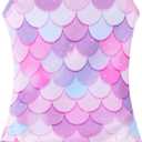 Girls Swimsuits One-Piece Bathing Suits Multicolor Kids Sport Summer Beach Swimwear for 7-8 years old