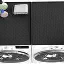 2 PCS Washer and Dryer Covers for the Top, 25.6''x 23.6'' Silicone Dryer Top Protector Mat Non-slip Waterproof Washing Machine Cover Protector Top Load for Laundry & Kitchen (Black)
