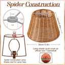 Kittmip 1 Pack Natural Rattan Spider Boho Lamp Shade Handwoven Indonesian Rattan, Large Wicker Woven Lampshade for Table & Floor, Boho Decor (8.6" Top 13.4" Bottom 9.4" Slant,Frustum Shape)