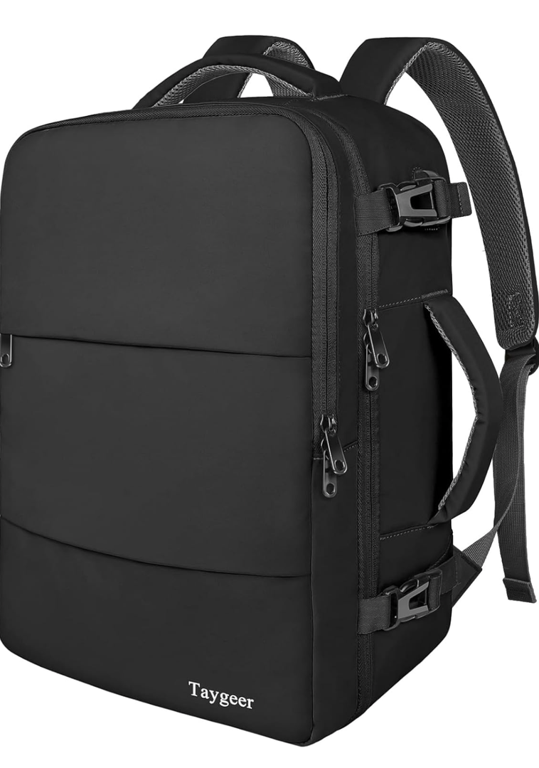 Taygeer Travel Laptop Backpack for Men Women, Airplane Approved Travel Backpack Suitcase with Usb Charging Port, Lightweight College 35l Luggage Bag 15.6inch Laptop Mochila Gifts for Business,Black, Large