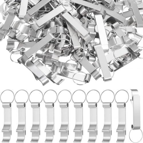 Bottle Opener Keychain Bulk Blank DIY Aluminum Alloy Beer Bottle Opener Bulk Claw Soda Can Beverage Keychain Pocket Small Split Key Ring for Wedding Bar Bartender Restaurant
