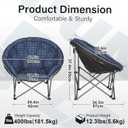 Oversized XXL Folding Round Camping Chair,Super Comfy Padded Moon Camp Chairs,Heavy Duty Supports 200 Kg Outdoor Lawn Chairs for Adults,Perfect for Indoor,Family Camping,Hiking,Picnics and Garden, 18.11' ' X 18.11'' X 41.3''