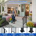 Hand Rails for Outdoor Steps-Adjustable Angle 1-2 Steps Stair Handrail-Galvanized Alloy steel-600 lb LC-Indoor Stair Railing Kit-Waterproof Exterior Porch Railing-Deck HandRail for Concrete Wood Step
