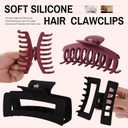 6 Pack Cloud Claw Clip for Women, 4" Large TPEE-Silicone Hair Claws, Bendable & Unbreakable Non-Slip Cozy Hair Clip for Thin/Thick/Curly Hair, Flexible & Durable All-Day Comfort Mutil Color 4 (Multi-Color4: Black, Cream, Espresso, Red, Pink, Yellow)