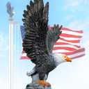 Eagle Flag Pole Topper, Hand Painted Lifelike Flying Eagle Finial, Outdoor Waterproof Flag Pole Top Ornament for American Flagpole