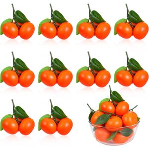 10 Clusters Artificial Mini Orange Simulation Decorative Tangerine Kitchen Table Fake Orange Realistic Artificial Fruit Oranges Faux Fruit for Home Party Kitchen Festival Decor