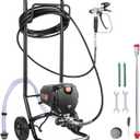 VEVOR 750W Stand Airless Paint Sprayer, 3000PSI High Efficiency Electric Airless Sprayer with Cart, Paint Sprayers for Home Interior and Exterior Furniture and Fences, Fine and Even Painting Effect