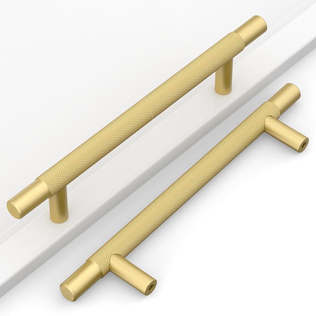 10 Pack 5"(128mm) Gold Cabinet Pulls Knurled Kitchen Cabinet Handles Gold Drawer Pulls Cupboard Hardware for Cabinets CK0088 10 Pack 5"(128mm) Gold Cabinet Pulls Knurled Kitchen Cabinet Handles Gold Drawer Pulls Cupboard Hardware for Cabinets CK0088