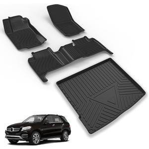 AOMSAZTO Floor Mats and Cargo Liner Compatible with Mercedes benz GLE 2016-2019 350 400 43 AMG 450 AMG 500 500e 550 550e 63 AMG S (Not for Coupe/cabriolet), Custom Fit All Weather 1st & 2nd Row, Black