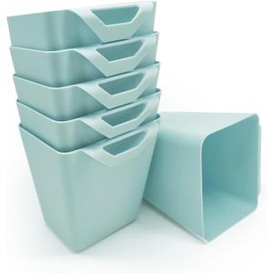 6 Pack Hanging Cup Holder Rolling Cart Organizer Accessories Trolley Basket Storage Hanging Bucket Hanging Container for Kids (Cyan Blue)