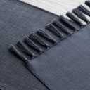 Artoid Mode Graphite Grey Tassel Table Runner, Linen Blend Rustic Farmhouse Style Kitchen Table Decoration Holiday Wedding Party Dinning Decor 13x90 Inch