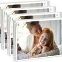 Acrylic Picture Frames 2.5x3.5 inches, 4 Pack, Clear Double Sided Magnetic Photo Frame, Freestanding Frameless Picture Display, Wallet Small Picture Frames for 2x3