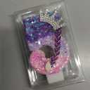 Sumind Kpop Birthday Number Candles, Purple Pink Birthday Candles for Cake, Glitter Number Cake Topper with Sequins for Celebrating Anniversary Theme Decorations(Braid Crown,5)