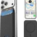 for MagSafe Wallet, Works with Apple Find My,4 Card Holder, Magnetic Phone Wallet for iPhone 17/16/15/14/13/12 Pro Max Air Plus Series, RFID Blocking Vegan Leather,Carbon Fiber