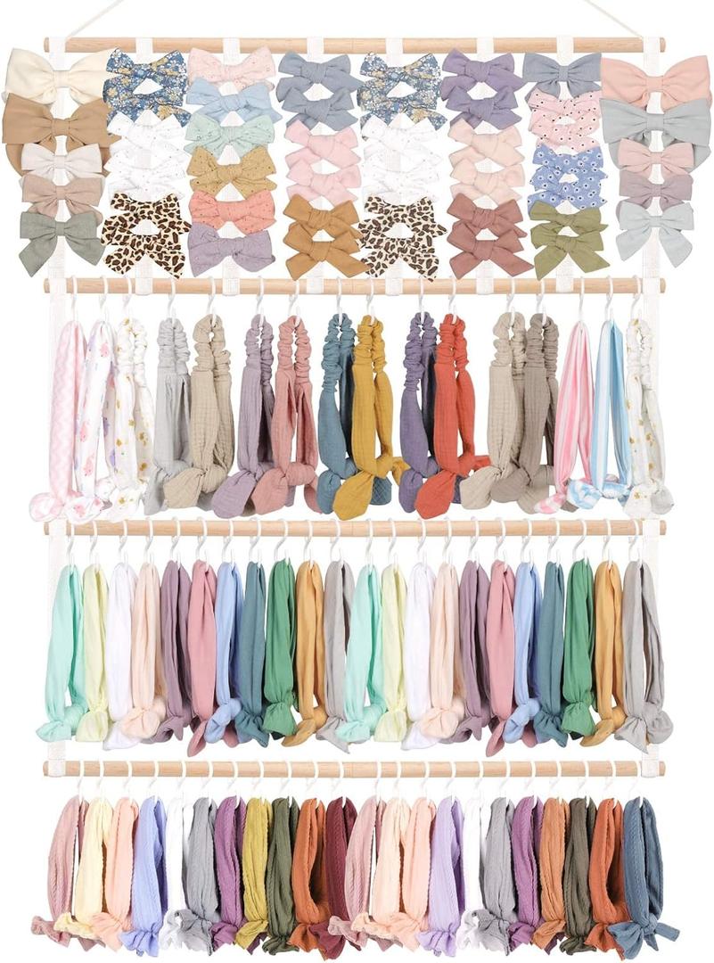 POVETIRE Headband Holder Hair Bows Organizer for Girls,Baby Headbands Hair Accessories Organizer Storage Wall Hanging Decor for Nursery Girls Room (White-1)