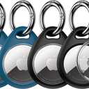 UNBREAKcable AirTag Holder for Apple - 4 Pack Air Tag Case [Fit Tightly Design] [Easy to Install] [Hold Securely] Waterproof TPU Protective Cover with Metal Keychain for Kids,Pet,Luggage,Backpack,Keys (Black & Blue)