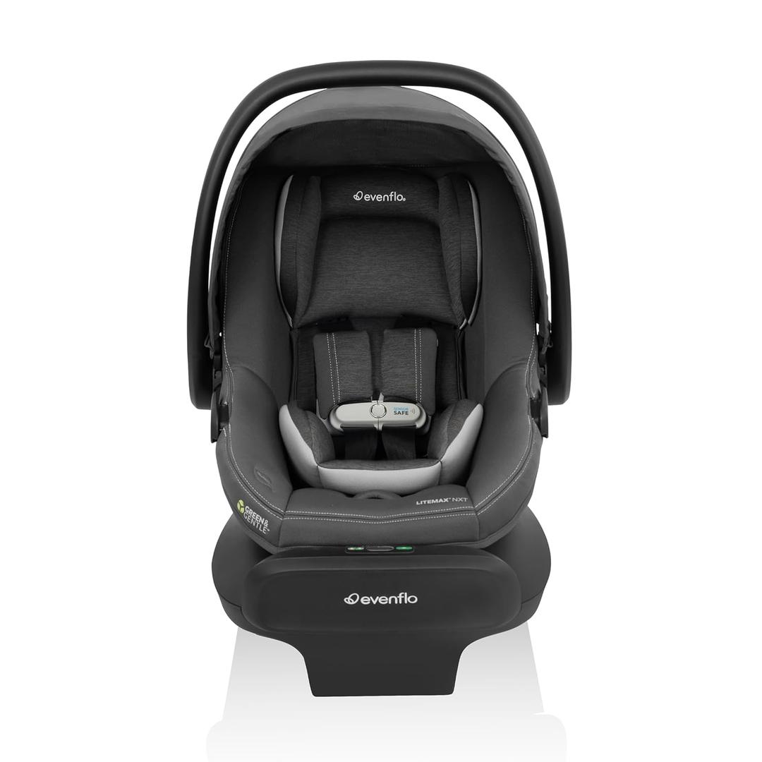 Evenflo LiteMax NXT Rear-Facing Lightweight Preemie and Infant Car Seat 3-30lbs. with SensorSafe. Easy Install with Base (Anchor Gray), EXP: 02/21/2035