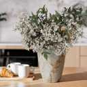 Zeyune 3 Pcs Spring White Faux Berry Stem Realistic Sedum Stem Spray Artificial Flowers Picks Branches Fake for Wedding Holiday Seasonal Farmhouse Mantel Harvest DIY Home Decorations(35 Inch)