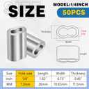 Yaocom 50 Pcs 1/4" Aluminum Crimping Loop Sleeve Cable Crimp Ferrules Wire Rope Sleeves for Diameter Wire Rope and Cable Line Ends