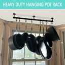 ROTHLEY Hanging Pot Rack Hanger: 23.7 Inch Stainless Steel Pot and Pan Hanger Pot Rack Wall Mounted Hanging Pots and Pans Rack Pot Hangers for Kitchen Wall Kitchen Rail with HooksMatt Black