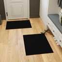 Ottomanson Rugs for Entryway 2'3" x 3' - 2 Pack Non Slip Solid Small Area Rugs Durable Front Door Mat Rug Stain Resistant Entrance Rugs for Bathroom Kitchen Bedroom & Living Room, Black