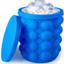 Ice Cube Mold, Silicone Ice Bucket Ice Cup with Lid (2 in 1), Press Type Easy-Release Ice Trays Ice Cube Maker for Frozen Cocktail, Whiskey, Beverages