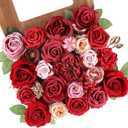 AGIRL Red Artificial Flowers Combo Fake Flowers Red Rose Silk Flowers Fake Floral Arrangements for DIY Wedding Bouquets Centerpieces Table Decor Baby Shower Home Decor