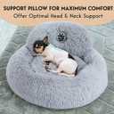PetJett Small Dog Bed - 23'' Round Dog Beds, Calming Puppy Bed - Anti-Slip & Washable Super Soft Fluffy Plush Faux Fur Pet Bed, Anti-Anxiety Premium Comfort Donut Bed,Fits Dogs upto 25 lbs,Bright Gray