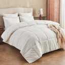 Hybrid Australian Wool Comforter Twin Size with 100% Organic Cotton, Hypoallergenic Luxury Duvet Insert with Tabs, Temperature Regulating All-Season Bedding, White