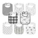 GLLQUEN BABY Muslin Drool Bibs for Boys Girls 8 Pack, Adjustable Baby Bibs for Drooling and Teething, Soft Cotton Baby Bandana Bib for Newborn Feeding Essentials (Fish)