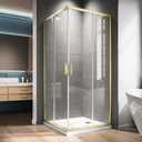 Corner Shower Enclosure 34" L X 34" W X 76" H. Double Corner Sliding Shower Door With 1/4 In Nano-Coated Tempered Glass,Shower Glass Doors In Brushed Gold Hardware Kit for Upgrade Your Bathroom