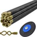 Faithfull FAIDRSET12 Drain Rod Set 9M (30ft) 10 x Rods, Plunger, Worm. Brass Rod Commectors, 10 x 920mm