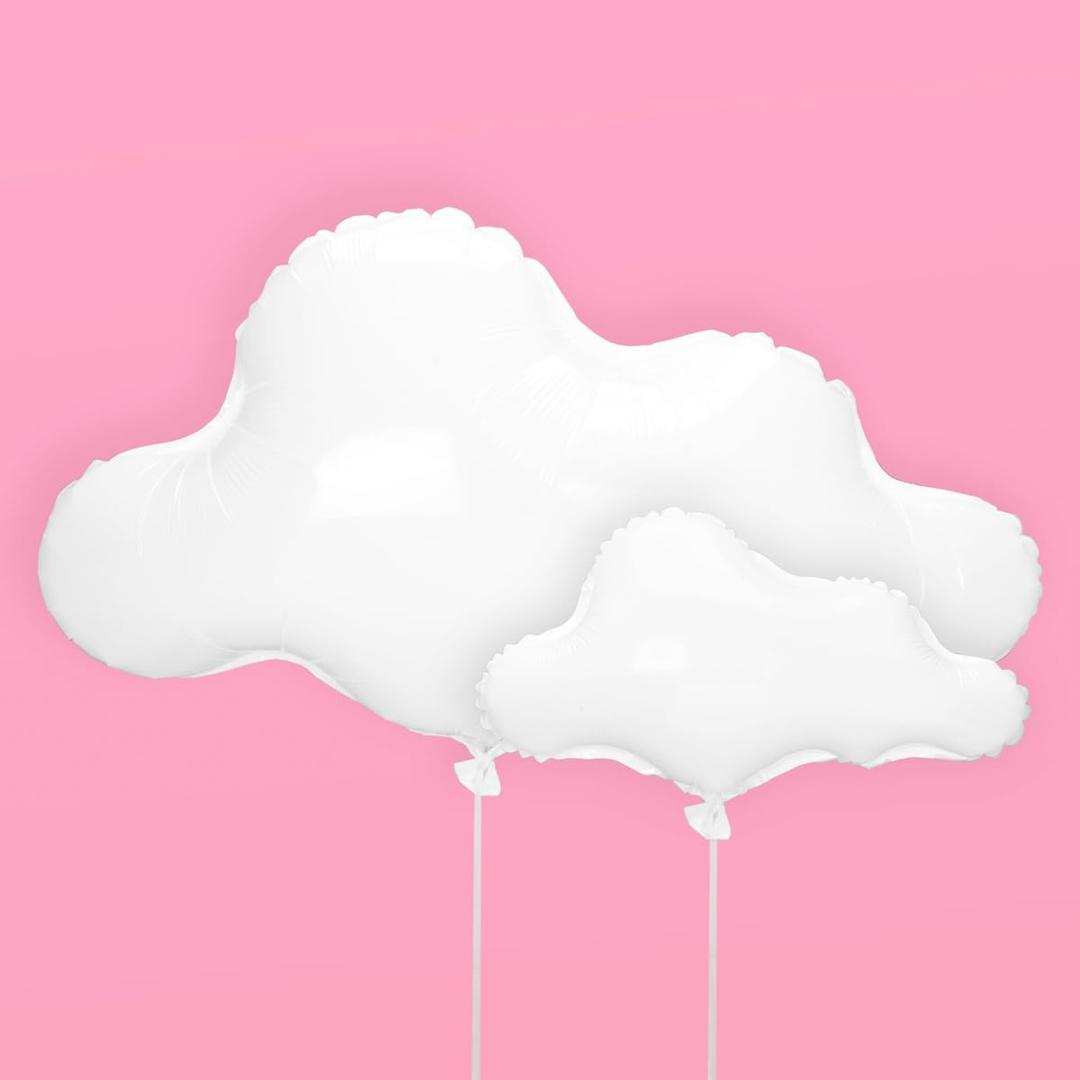 xo, Fetti White Cloud Balloons - 4 pc | Birthday Party Decorations, Cloud Nine Bachelorette Backdrop, Cute Baby Shower Decor, Preppy Bday Supplies, Fun Photo Booth